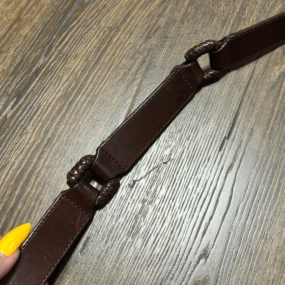 Fossil brown woven leather belt small - Picture 3 of 7